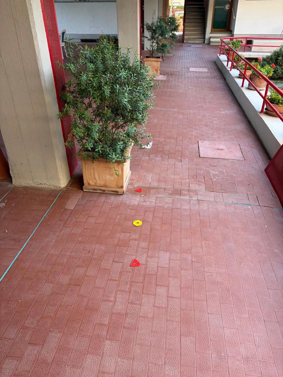 Punti contrassegnati lungo il vialetto pavimentato