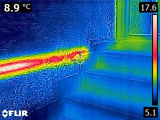 Traccia termica lineare lungo una scala